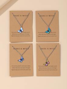 4入組蝴蝶墜飾項鍊