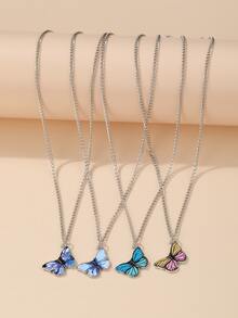 4入組蝴蝶墜飾項鍊