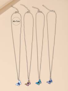 4入組蝴蝶墜飾項鍊