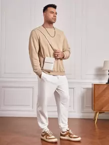 迷你时尚百搭翻盖手机包，轻便单肩包，简约纯色小方包 - 米色 - 查看 2