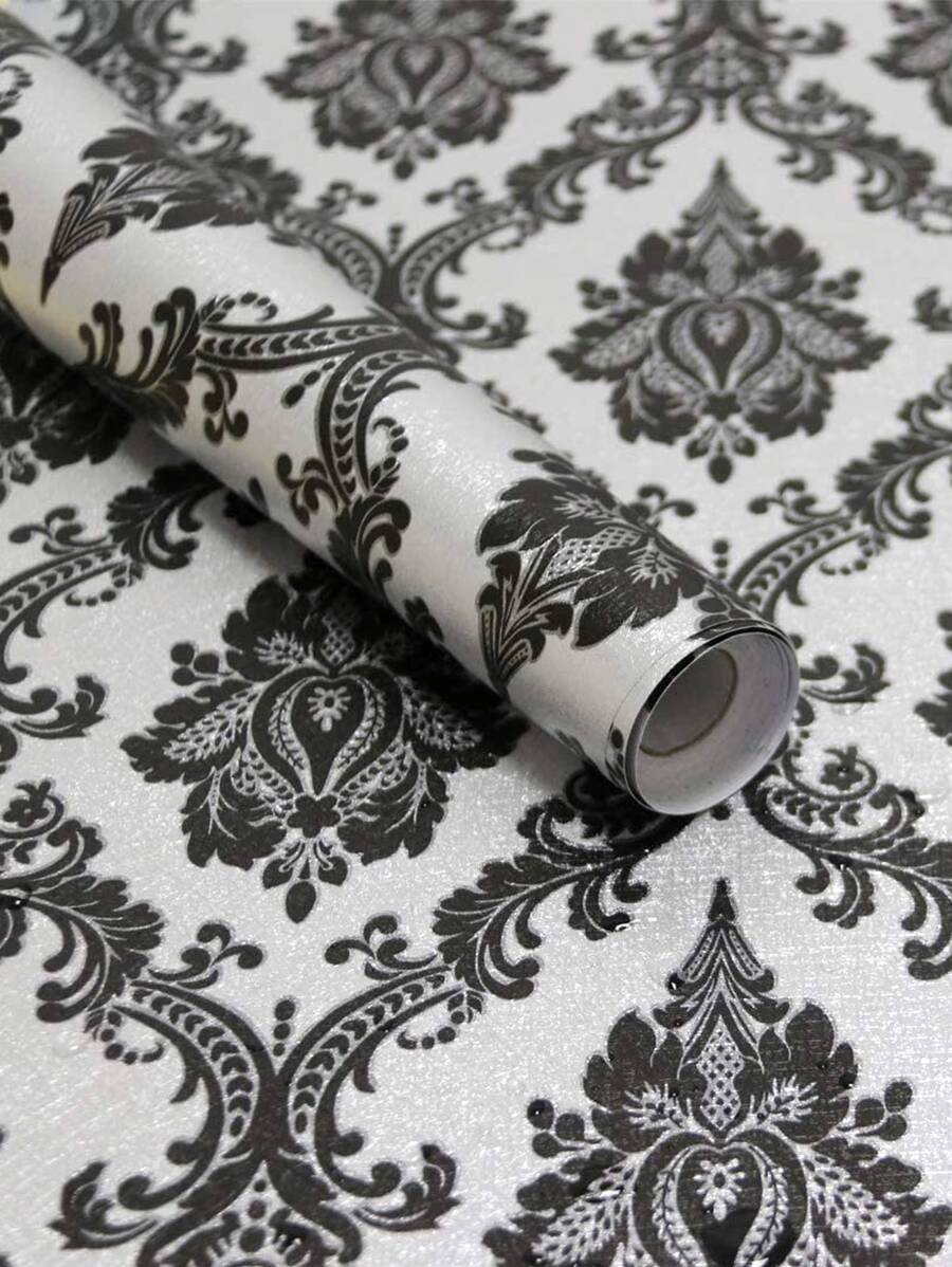 1 Giấy Dán Tường Họa Tiết Hoa Phong Cách Châu Âu Cổ Điển Để Trang Trí Nhà Cửa, Tự Dính - Đen và trắng - Xem 1