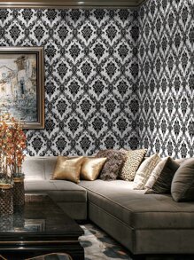 1 Giấy Dán Tường Họa Tiết Hoa Phong Cách Châu Âu Cổ Điển Để Trang Trí Nhà Cửa, Tự Dính - Đen và trắng - Xem 7