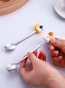 1 pieza Cuchara y 1 pieza Tenedor con diseño de astronauta de dibujos animados, Tenedor de cena, Tenedor de acero inoxidable, Tenedor de mesa, Cubiertos, Acabado y apto para lavavajillas, Uso en el hogar, cocina o restaurante - Multicolor - Ver 5