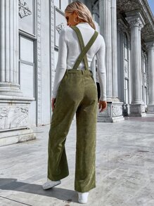 SHEIN Essnce Pocket Front Overall Jumpsuit Without Jumper - Army Green - View 2