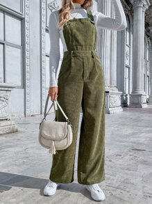 SHEIN Essnce Pocket Front Overall Jumpsuit Without Jumper - Army Green - View 6