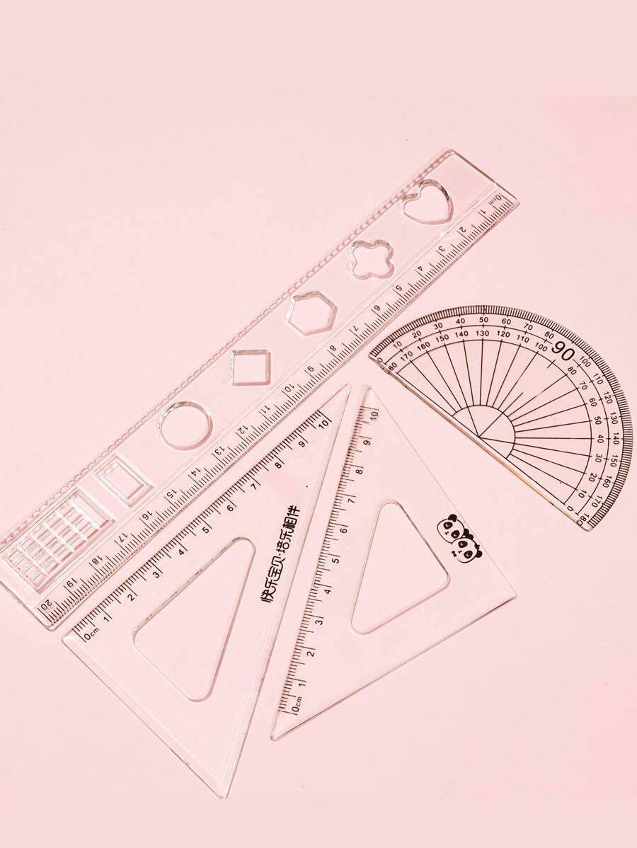 4個入り 学生用定規セット、色はランダム - ブラック - チェックする 1