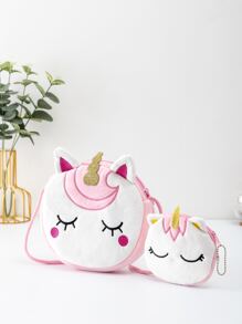 Girls Unicorn Design Circle Bag With Coin Purse - Multicolor - View 1