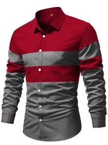 Manfinity Homme Men Two Tone Button Up Shirt - Multicolor - View 1