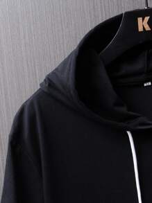 Manfinity EZcore Men T-Shirts Fit Hooded Short Sleeve Graphic Tee Casual Summer Polyester - Black - View 5