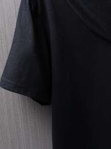 Manfinity EZcore Men T-Shirts Fit Hooded Short Sleeve Graphic Tee Casual Summer Polyester - Black - View 6