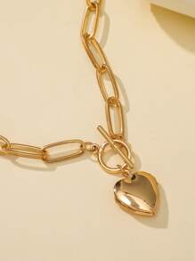 Dellgoo 心形墜飾OT搭扣項鍊 - 金黃色 - 查看 4