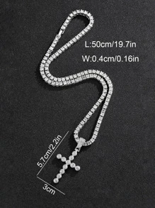 Collar con diseño de cruz espléndido con diamante de imitación fiesta de rock estilo hip hop punk de moda llena Para Mujeres Hombres Material de aleación para fiesta - Plateado - Ver 6