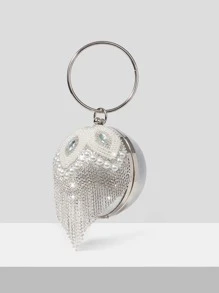 SHEIN SXY Long lanh lấp lánh, sáng bóng quyến rũ, thanh lịch, tinh tế Túi hình tròn trang trí bằng đá nhỏ & ngọc trai, túi đựng đồ ăn tối, túi buổi tối đính đá cho cô gái dự tiệc, phụ nữ, dành cho nữ Hoàn hảo cho bữa tiệc, đám cưới, vũ hội, bữa tối/tiệc, cho cocktail Món quà tốt nhất cho phụ nữ - trắng - Xem 6