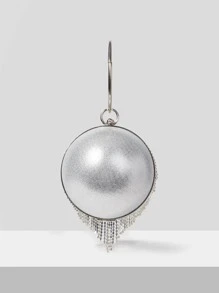 SHEIN SXY Long lanh lấp lánh, sáng bóng quyến rũ, thanh lịch, tinh tế Túi hình tròn trang trí bằng đá nhỏ & ngọc trai, túi đựng đồ ăn tối, túi buổi tối đính đá cho cô gái dự tiệc, phụ nữ, dành cho nữ Hoàn hảo cho bữa tiệc, đám cưới, vũ hội, bữa tối/tiệc, cho cocktail Món quà tốt nhất cho phụ nữ - trắng - Xem 7