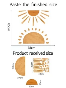 3 piezas Pegatina de pared con patrón de sol - Multicolor - Ver 7