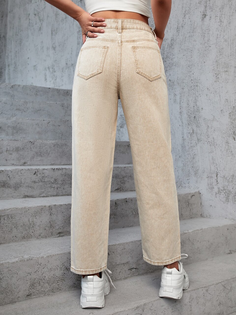 High Waist Straight Leg Jeans