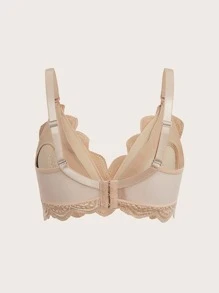 SHEIN 孕婦花朵蕾絲蝴蝶結細節胸罩內衣 - 杏色 - 查看 2