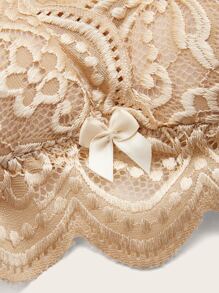 SHEIN 孕婦花朵蕾絲蝴蝶結細節胸罩內衣 - 杏色 - 查看 3