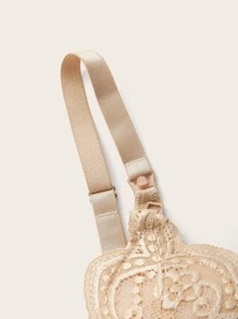 SHEIN 孕婦花朵蕾絲蝴蝶結細節胸罩內衣 - 杏色 - 查看 4