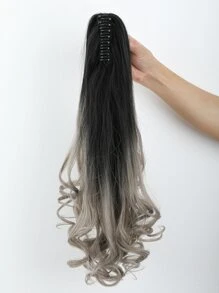 26-28 Inch Long Wavy Brown Synthetic Hair Ponytail Extensions, Heat Resistant Fiber, Claw Clip Design, Suitable For Daily Wear - Ombre - View 6