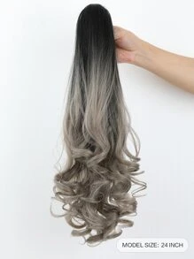 26-28 Inch Long Wavy Brown Synthetic Hair Ponytail Extensions, Heat Resistant Fiber, Claw Clip Design, Suitable For Daily Wear - Ombre - View 7