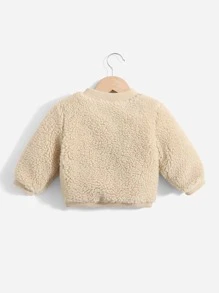 SHEIN Baby Double Pocket Teddy Jacket - Beige - View 2