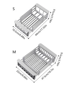 1pc Random Drain Rack, Stainless Steel Kitchen Basket, Home Dish Rack, Retractable Sink Shelf, Suitable For Rectangular Sink, Stainless Steel Drain Basket - Multicolor - View 3