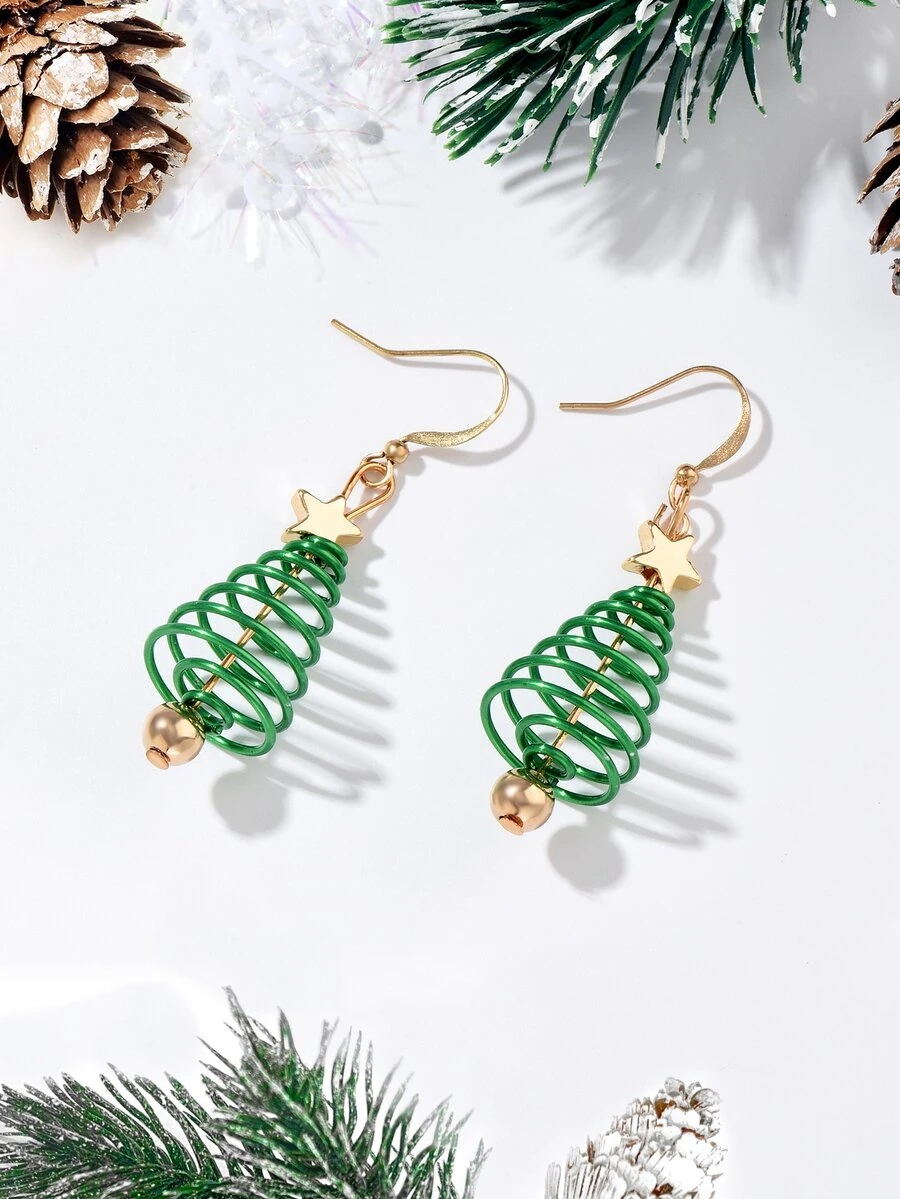 聖誕樹耳墜 - 綠色 - 查看 1