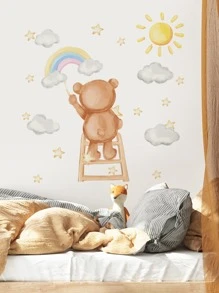 1pc Bear Pattern Wall Sticker - Multicolor - View 2