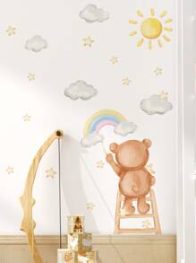 1pc Bear Pattern Wall Sticker - Multicolor - View 4