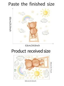 1pc Bear Pattern Wall Sticker - Multicolor - View 6