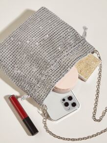 閃閃發光，閃亮迷人，優雅，精緻迷你閃光水桶包晚宴包，適合派對女孩，女士，適合女性，適合派對、婚禮、舞會、晚餐/宴會、雞尾酒 送給女士的最佳禮物 - 銀色 - 查看 5