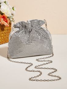 閃閃發光，閃亮迷人，優雅，精緻迷你閃光水桶包晚宴包，適合派對女孩，女士，適合女性，適合派對、婚禮、舞會、晚餐/宴會、雞尾酒 送給女士的最佳禮物 - 銀色 - 查看 8