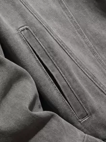 Manfinity Hombres Cazadora mezclilla con bolsillo con solapa sin camiseta - Gris - Ver 3