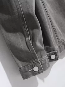 Manfinity Hombres Cazadora mezclilla con bolsillo con solapa sin camiseta - Gris - Ver 7