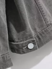 Manfinity Hombres Cazadora mezclilla con bolsillo con solapa sin camiseta - Gris - Ver 8