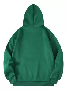 INAWLY Capucha con estampado de letra con bolsillo de canguro con cordón con forro térmico - Verde - Ver 2