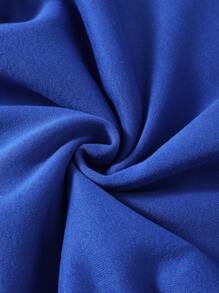 SHEIN EZwear Letter Graphic Kangaroo Pocket Drawstring Thermal Hoodie - Royal Blue - View 6