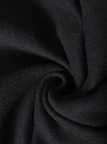 INAWLY Letter Graphic Kangaroo Pocket Drawstring Thermal Hoodie - Black - View 7