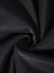 INAWLY Letter Graphic Kangaroo Pocket Drawstring Thermal Hoodie - Black - View 8