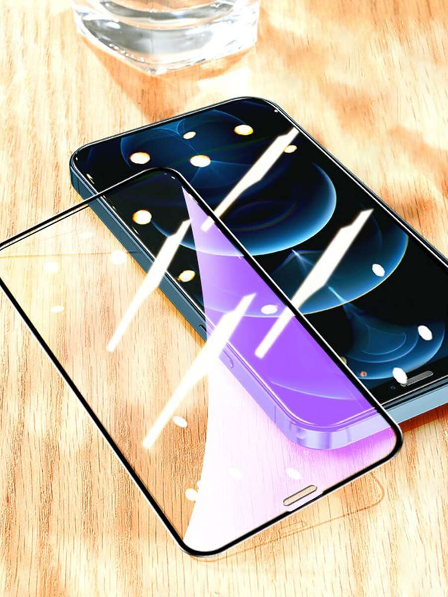 Full Screen Silk Purple Anti-blue Light Tempered Glass Screen Protector - Clear - View 1
