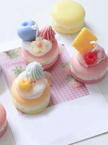 1 件 DIY 硅胶模具，3D 马卡龙设计汉堡软糖模具 - 粉色 - 查看 3