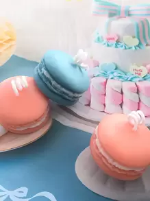 1 件 DIY 硅胶模具，3D 马卡龙设计汉堡软糖模具 - 粉色 - 查看 4