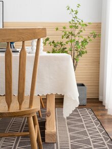 1pc Scallop Trim Tablecloth - White - View 4