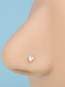 4pcs/set Cubic Zirconia Decor Nose Stud Unisex Fashion Punk Body Piercing Jewelry - Yellow Gold - View 2