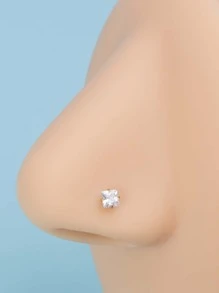 4pcs/set Cubic Zirconia Decor Nose Stud Unisex Fashion Punk Body Piercing Jewelry - Yellow Gold - View 3