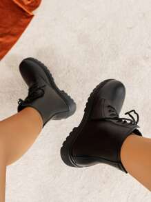 Botas de combate con cordón delantero - Negro - Ver 2