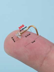 4pcs/set Cubic Zirconia Decor Nose Stud Unisex Fashion Punk Body Piercing Jewelry - Yellow Gold - View 5