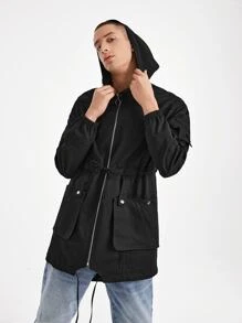 HADLEY M Manfinity Homme Áo khoác Nam Dây kéo Túi màu trơn Giải trí - màu đen - Xem 2