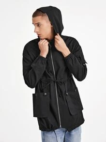 HADLEY M Manfinity Homme Áo khoác Nam Dây kéo Túi màu trơn Giải trí - màu đen - Xem 4